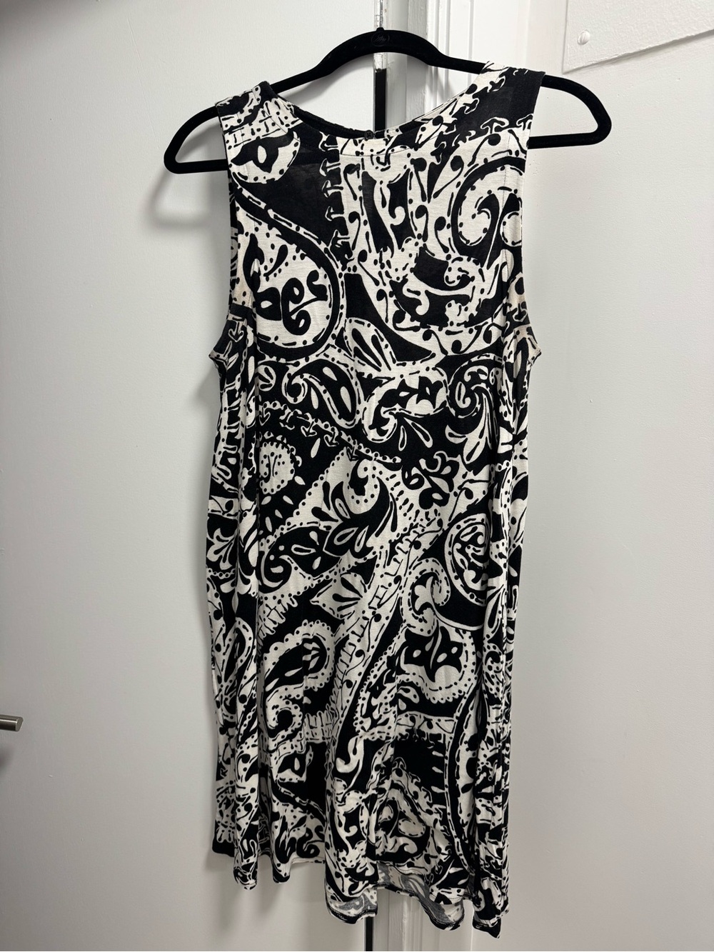 LOFT Black and White Paisley Tank Dress